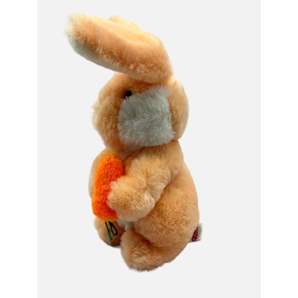 Gund Peach Orange 9" Rabbit Easter Bunny Holding Carrot 1983 Plush Stuffed Toy - Picture 7 of 10